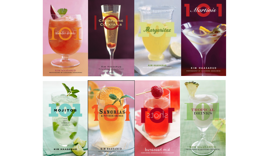 Book covers of the 101 cocktail series by Kim Haasarud.